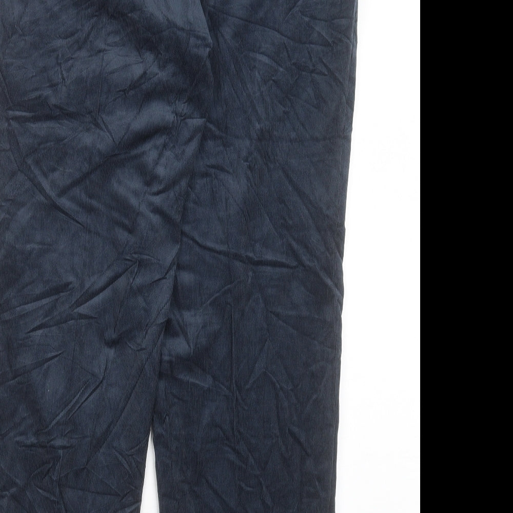 Marks and Spencer Mens Blue Cotton Trousers Size 38 in L29 in Regular Button