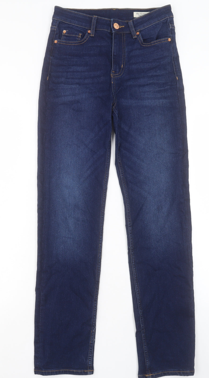 Marks and Spencer Womens Blue Cotton Straight Jeans Size 10 L30 in Regular Button
