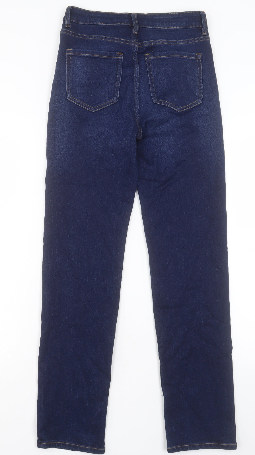 Marks and Spencer Womens Blue Cotton Straight Jeans Size 10 L30 in Regular Button