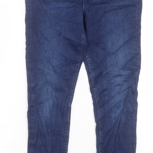 Marks and Spencer Womens Blue Cotton Skinny Jeans Size 10 L28 in Regular Button
