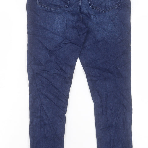 Marks and Spencer Womens Blue Cotton Skinny Jeans Size 10 L28 in Regular Button