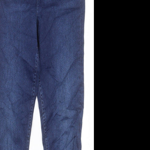 Marks and Spencer Womens Blue Cotton Skinny Jeans Size 10 L28 in Regular Button