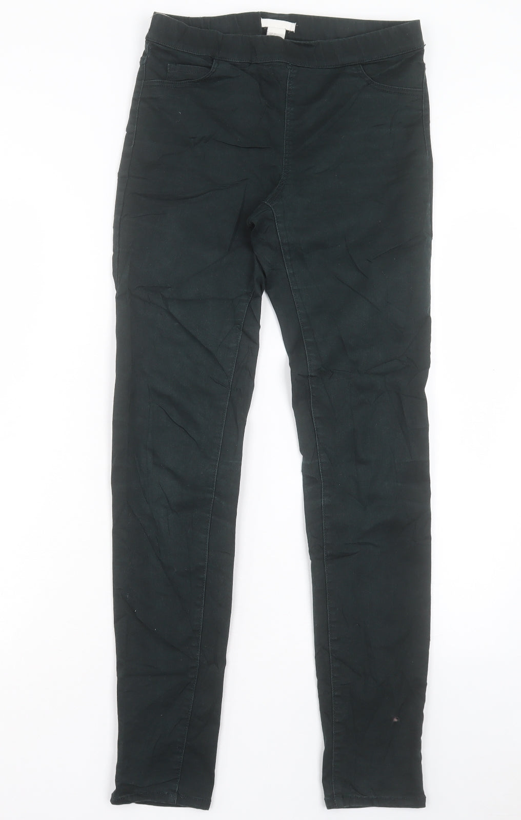 H&M Womens Green Cotton Jegging Trousers Size 8 L30 in Regular