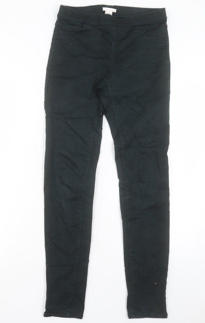 H&M Womens Green Cotton Jegging Trousers Size 8 L30 in Regular