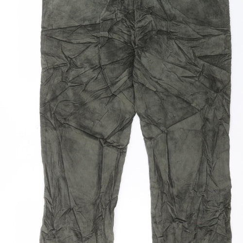 Marks and Spencer Mens Green Cotton Trousers Size 38 in L31 in Regular Button