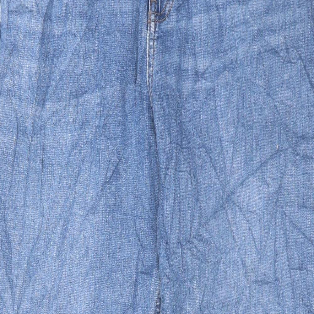 Marks and Spencer Womens Blue Cotton Mom Jeans Size 14 L27 in Regular Button