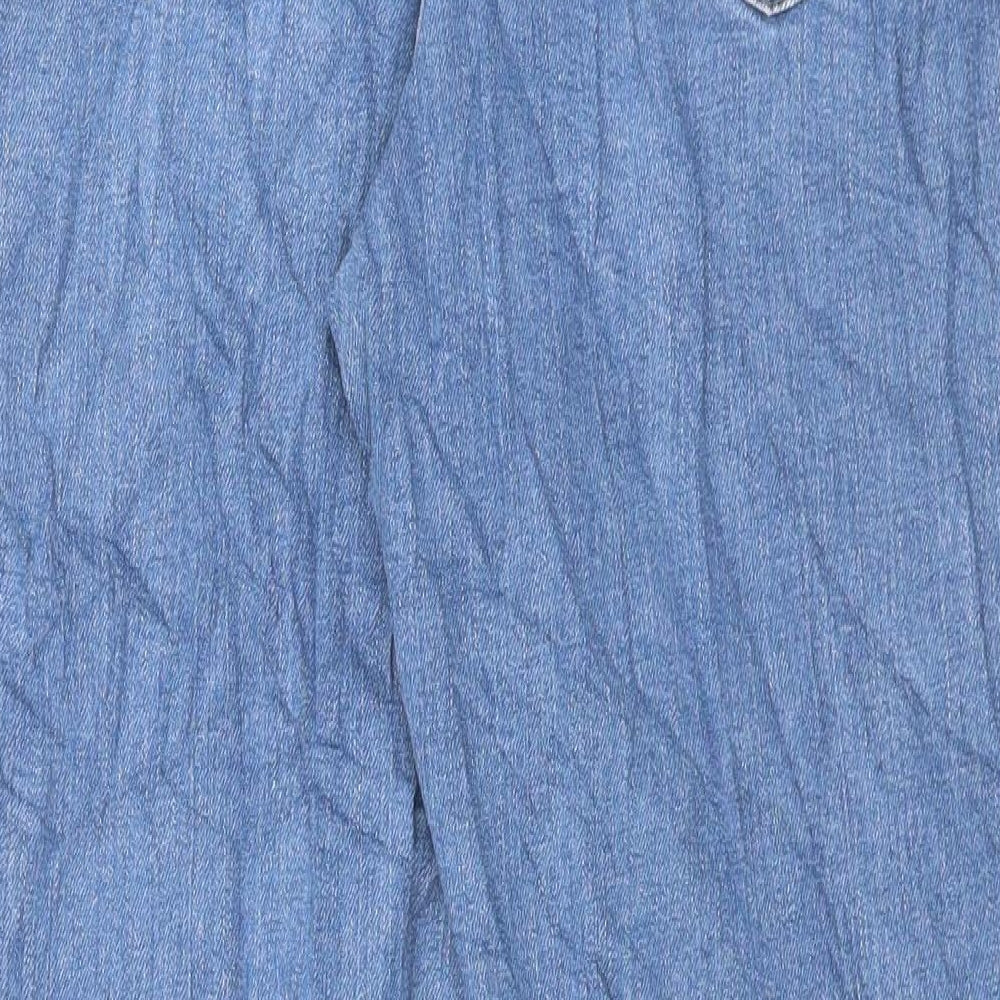 Marks and Spencer Womens Blue Cotton Mom Jeans Size 14 L27 in Regular Button