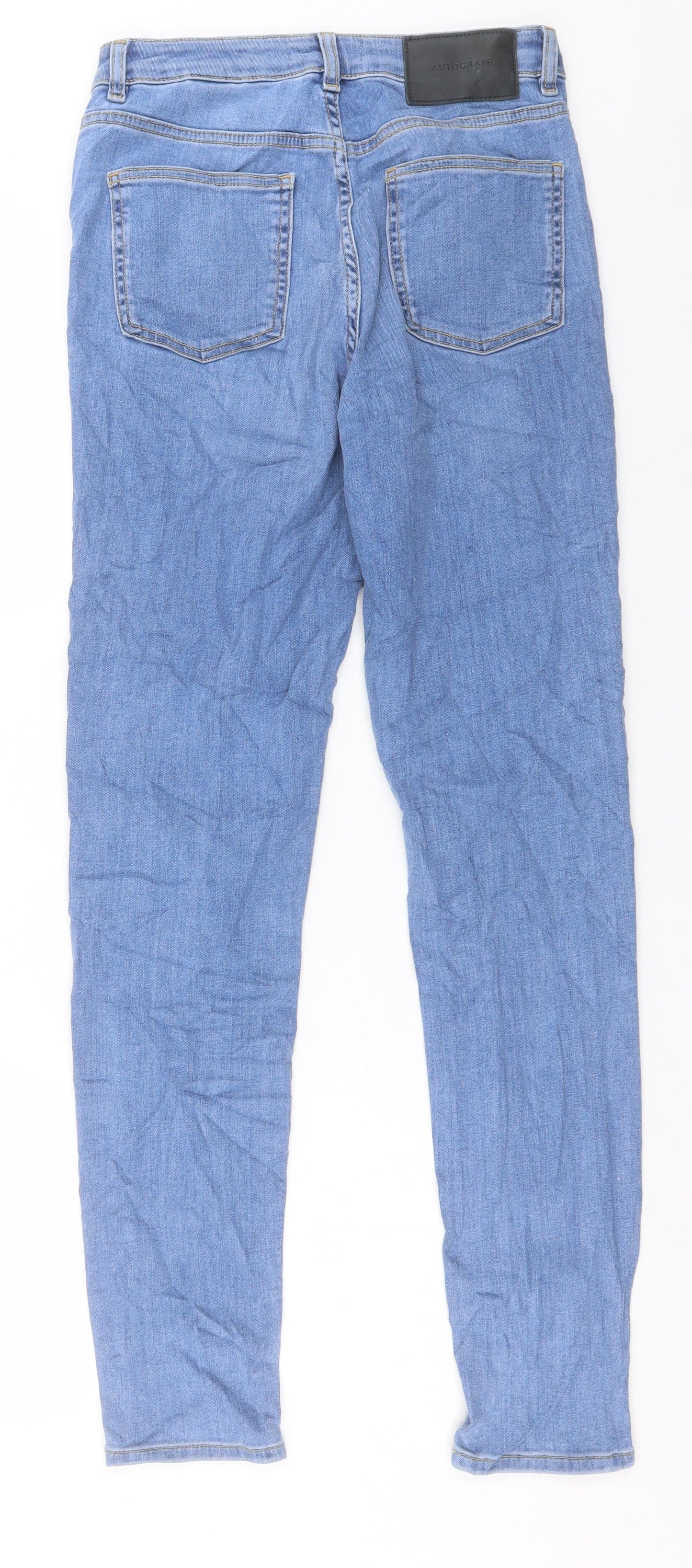 Autograph Womens Blue Cotton Skinny Jeans Size 10 L31 in Regular Button