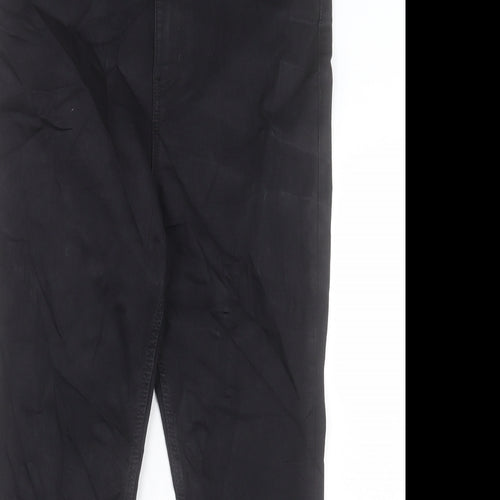 Marks and Spencer Womens Black Cotton Flared Jeans Size 14 L25 in Slim Button - Cropped