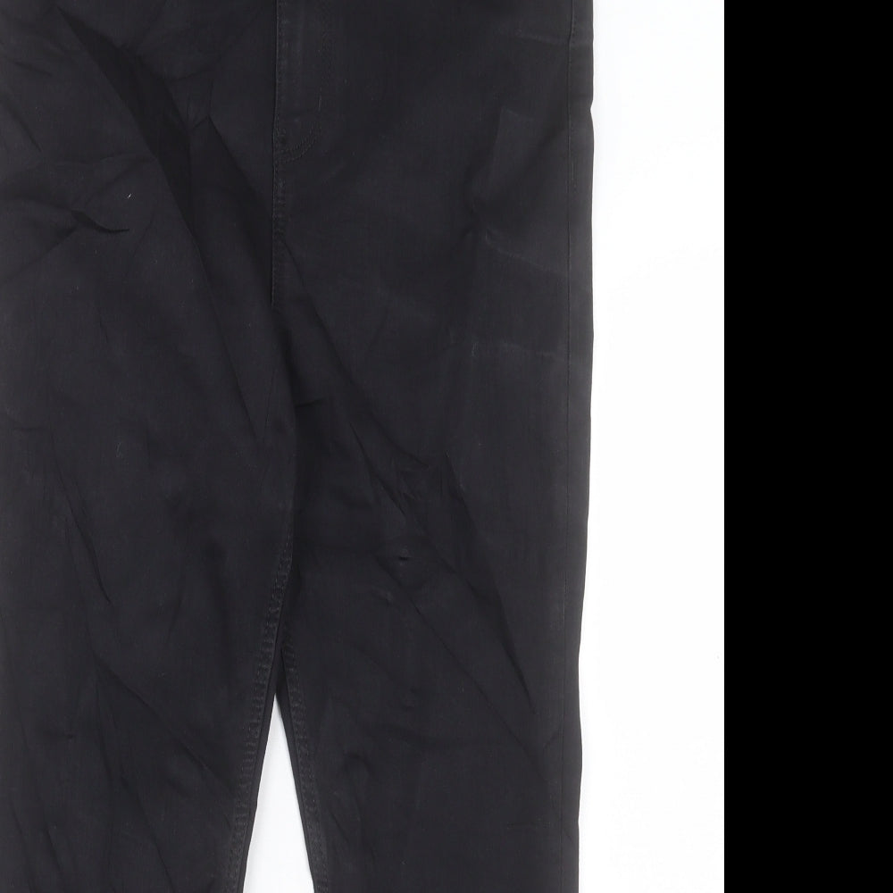 Marks and Spencer Womens Black Cotton Flared Jeans Size 14 L25 in Slim Button - Cropped