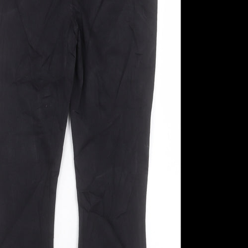 Marks and Spencer Womens Black Cotton Flared Jeans Size 14 L25 in Slim Button - Cropped