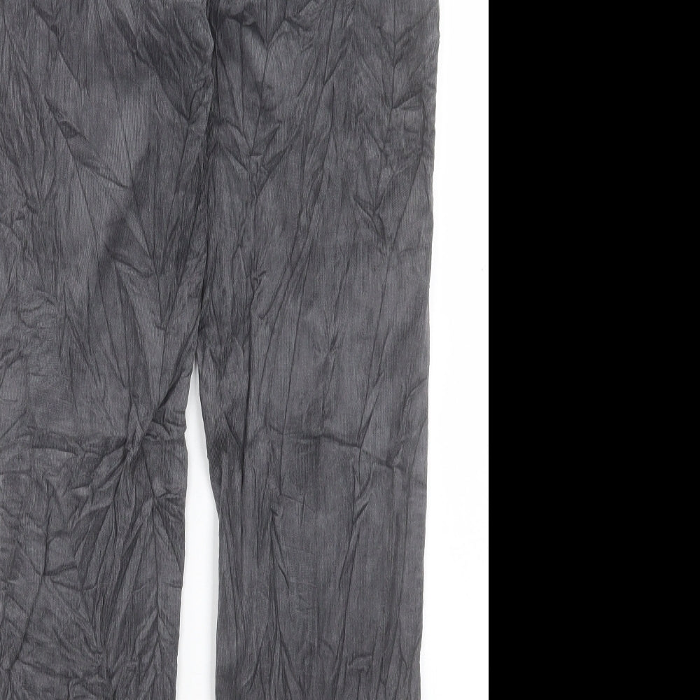 Marks and Spencer Womens Grey Cotton Trousers Size 16 L27 in Regular Button