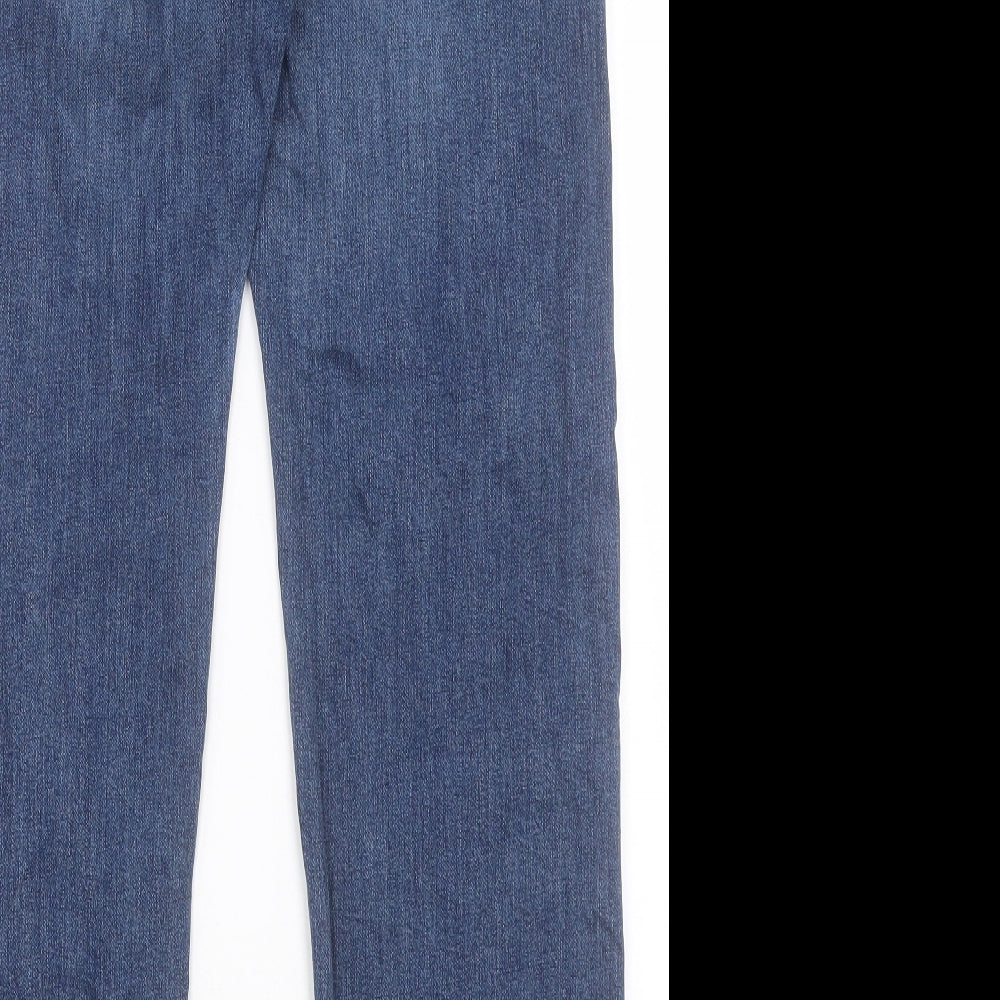 Marks and Spencer Mens Blue Cotton Straight Jeans Size 34 in L31 in Regular Button