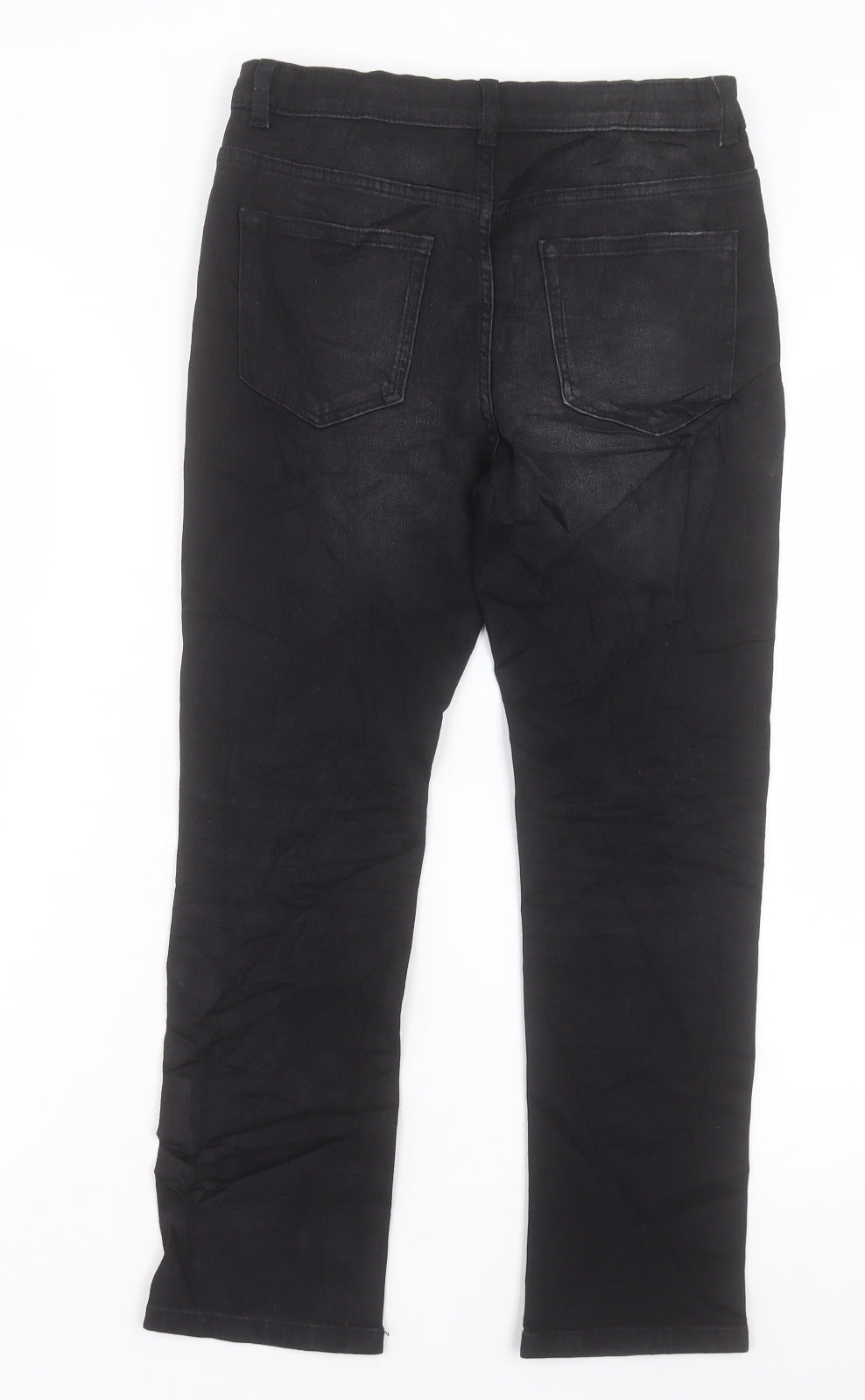 Marks and Spencer Boys Black Cotton Straight Jeans Size 10-11 Years Regular Button
