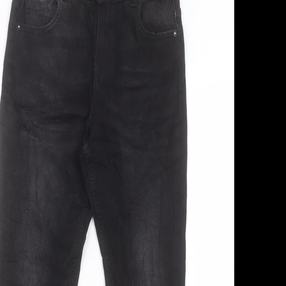 Marks and Spencer Boys Black Cotton Straight Jeans Size 10-11 Years Regular Button