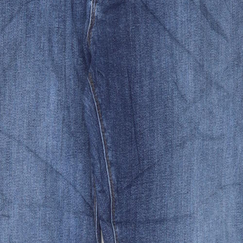 Marks and Spencer Mens Blue Cotton Straight Jeans Size 34 in L31 in Regular Button