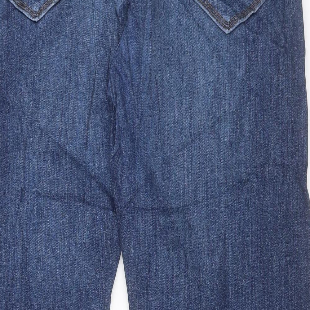 Marks and Spencer Mens Blue Cotton Straight Jeans Size 34 in L31 in Regular Button