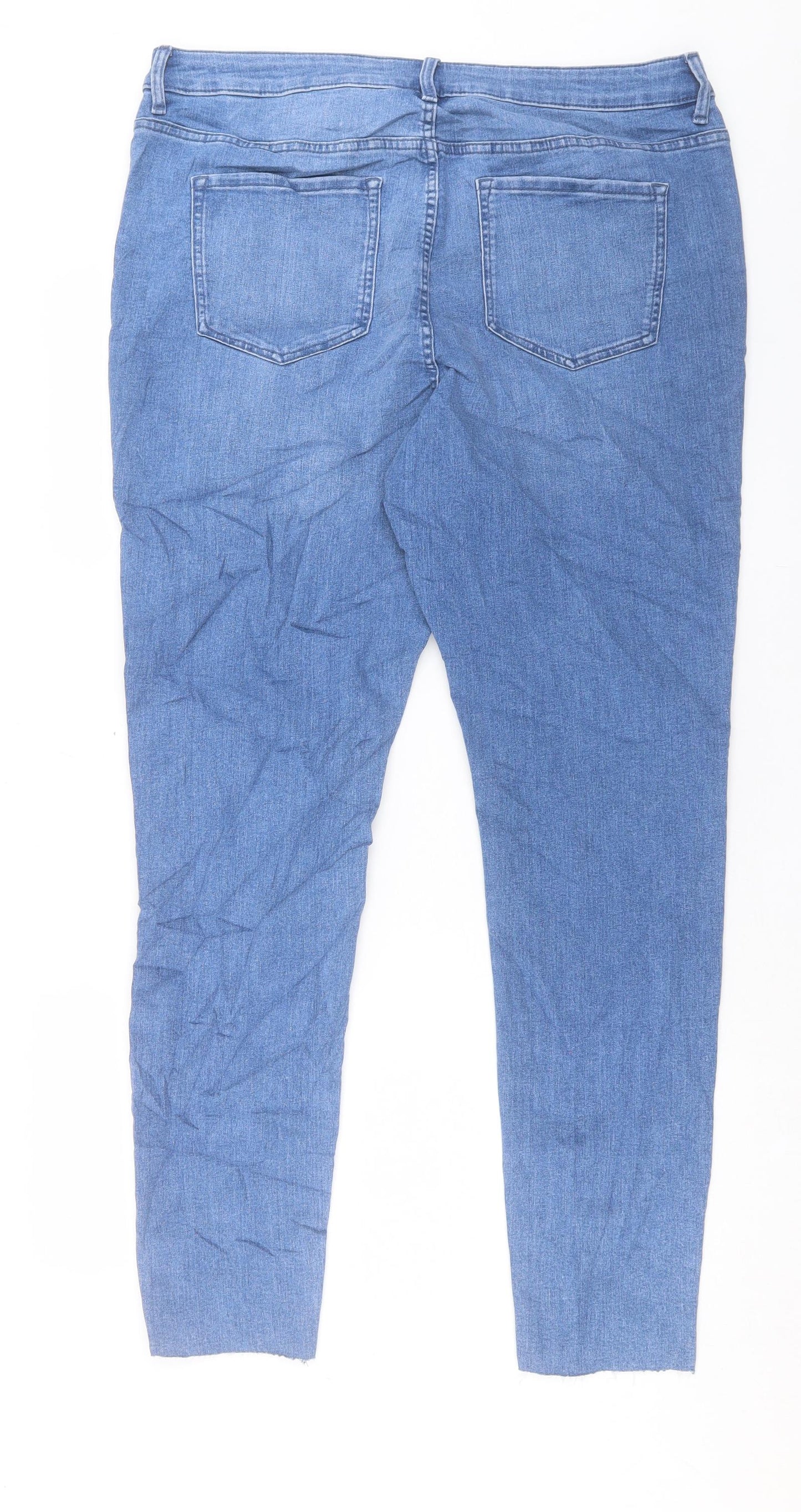 Marks and Spencer Womens Blue Cotton Skinny Jeans Size 18 L31 in Regular Button