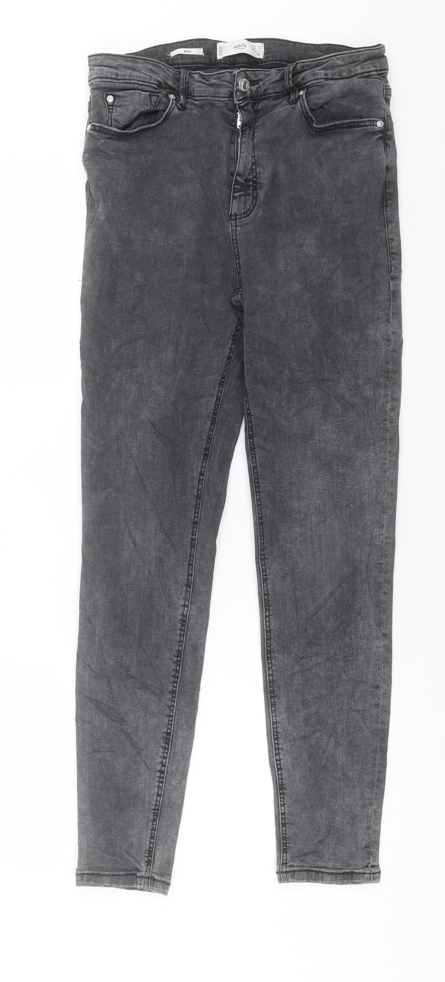 Mango Womens Grey Cotton Skinny Jeans Size 12 L28 in Regular Button
