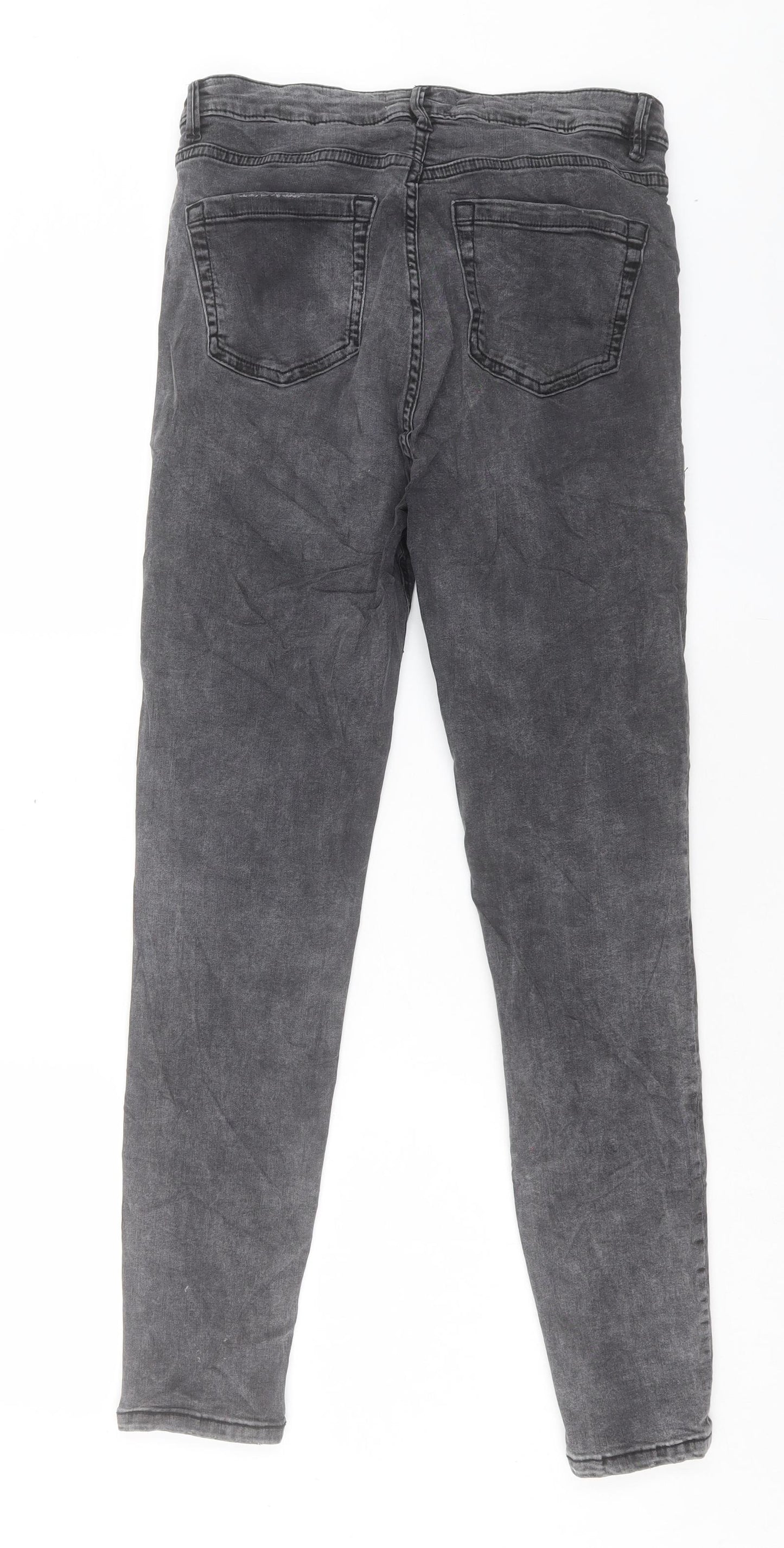 Mango Womens Grey Cotton Skinny Jeans Size 12 L28 in Regular Button