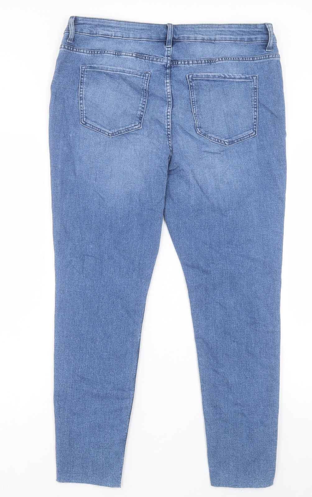 Marks and Spencer Womens Blue Cotton Skinny Jeans Size 18 L28 in Regular Button
