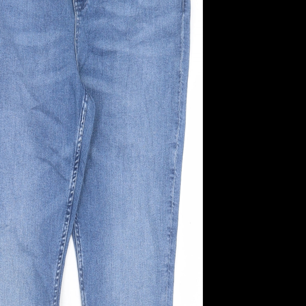 Marks and Spencer Womens Blue Cotton Skinny Jeans Size 18 L28 in Regular Button