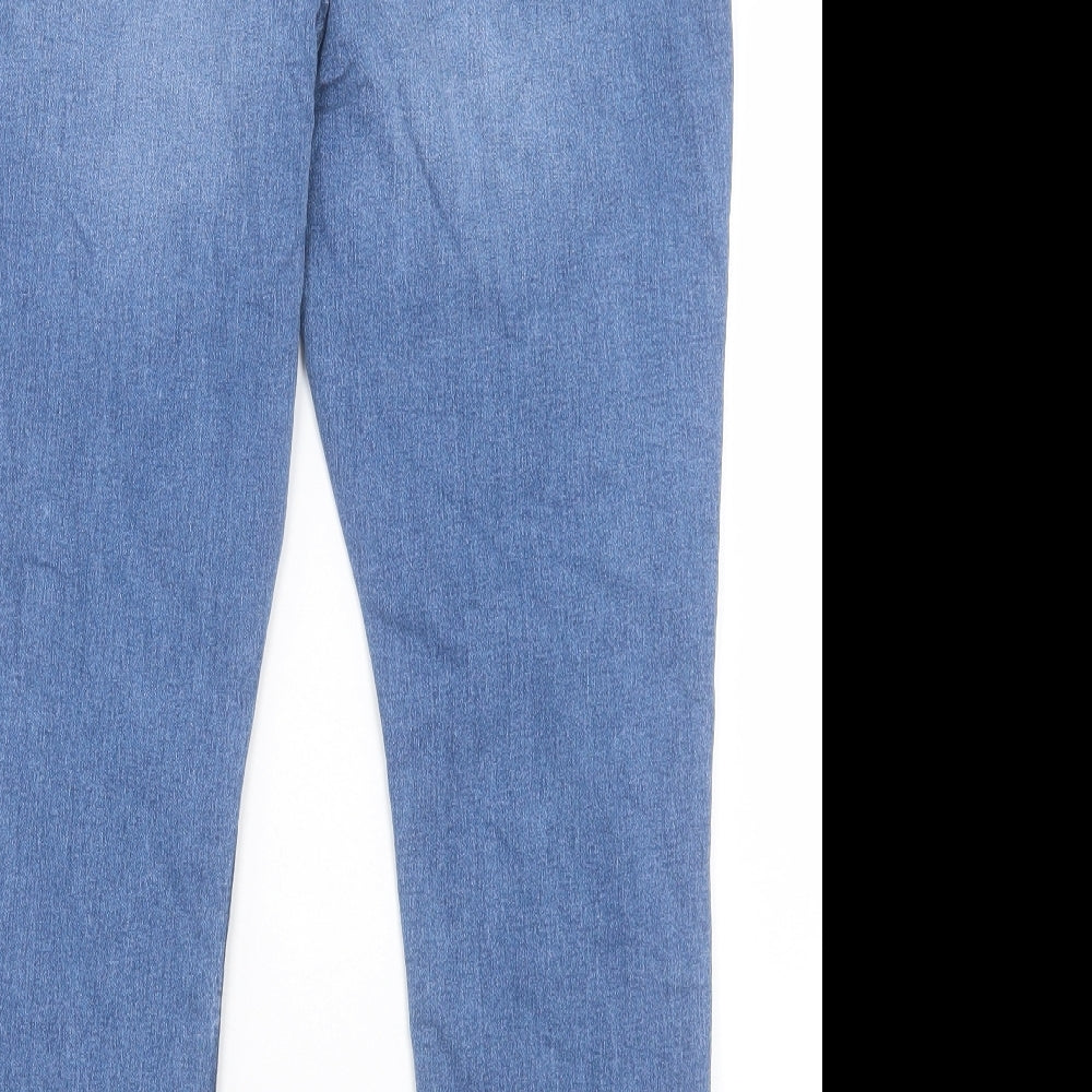 Marks and Spencer Womens Blue Cotton Skinny Jeans Size 18 L28 in Regular Button