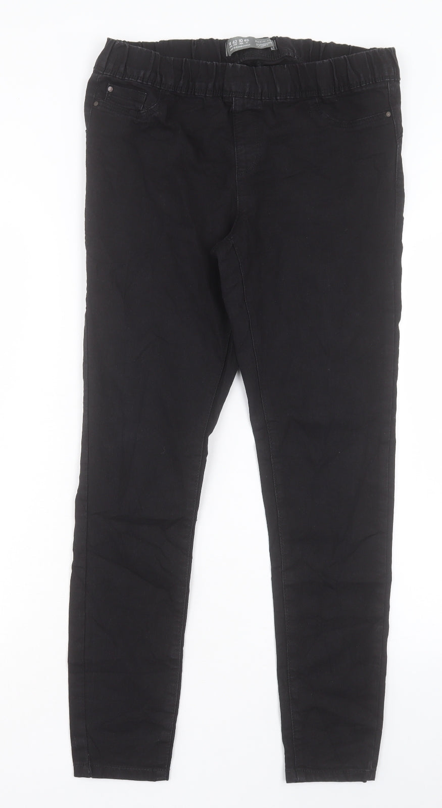Denim & Co. Womens Black Cotton Jegging Trousers Size 14 L29 in Regular