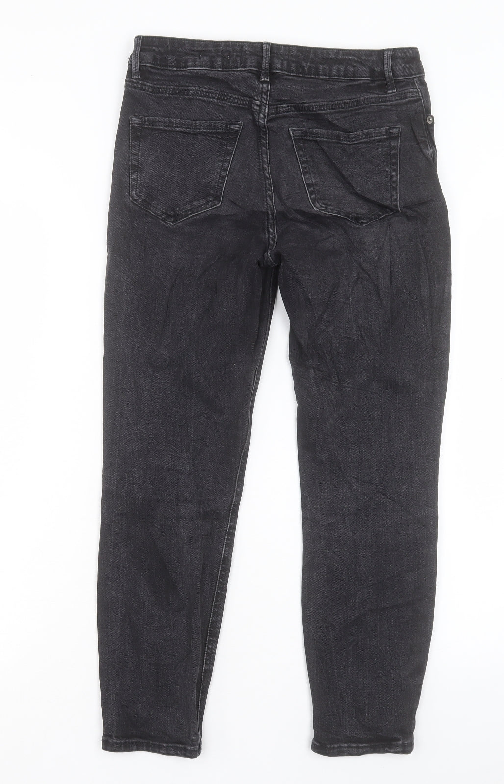 New Look Womens Black Cotton Cropped Jeans Size 10 L24 in Regular Button