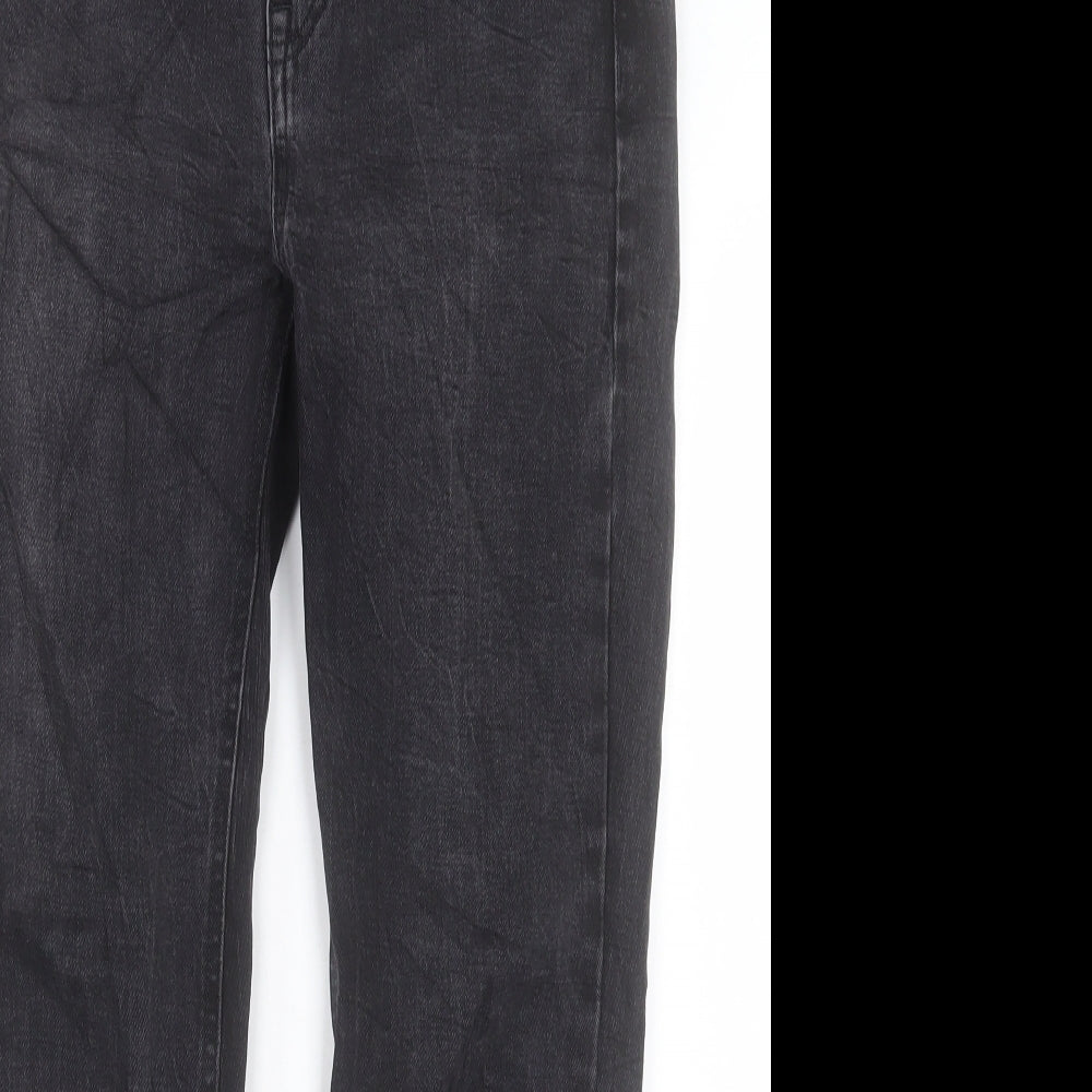 New Look Womens Black Cotton Cropped Jeans Size 10 L24 in Regular Button