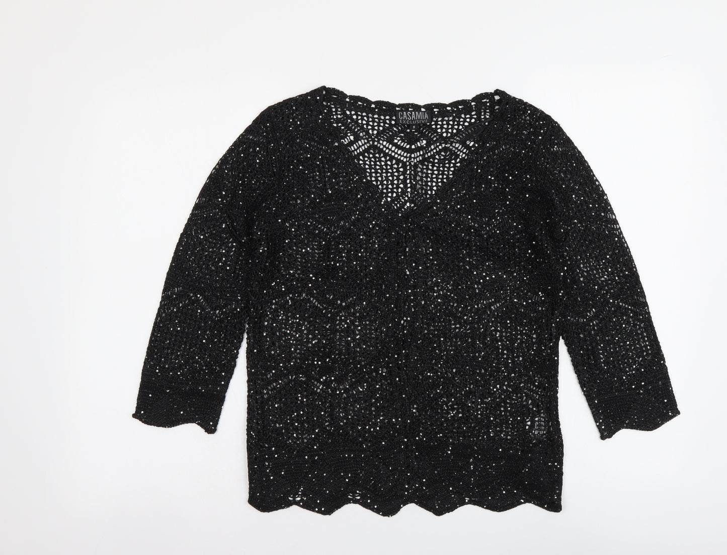 Casamia Womens Black Viscose Basic Blouse Size S V-Neck