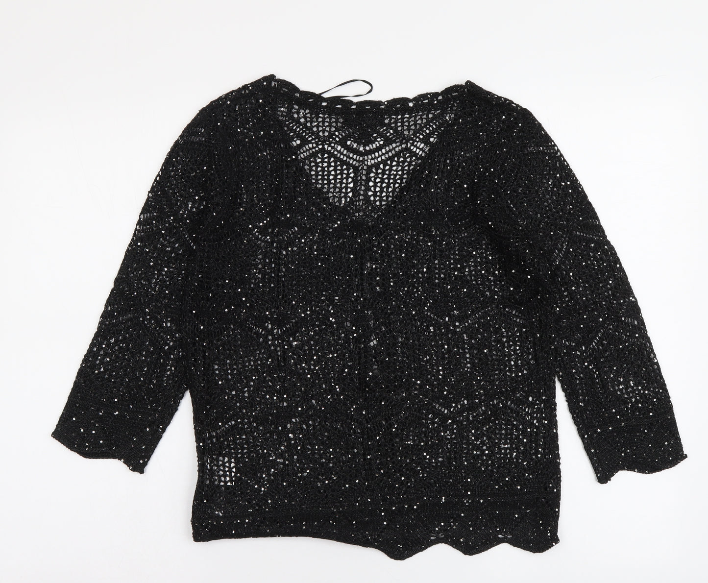 Casamia Womens Black Viscose Basic Blouse Size S V-Neck
