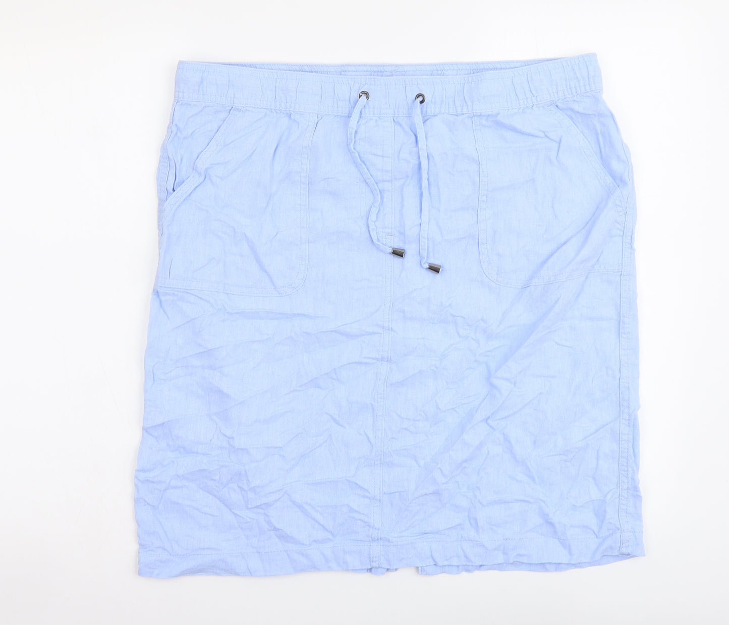 M&Coi Womens Blue Linen Cargo Skirt Size 16 Drawstring