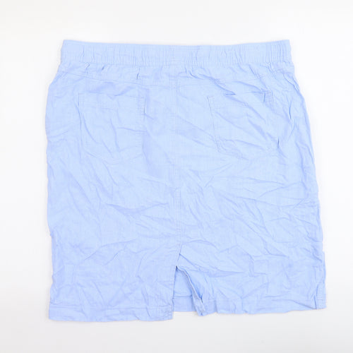 M&Coi Womens Blue Linen Cargo Skirt Size 16 Drawstring