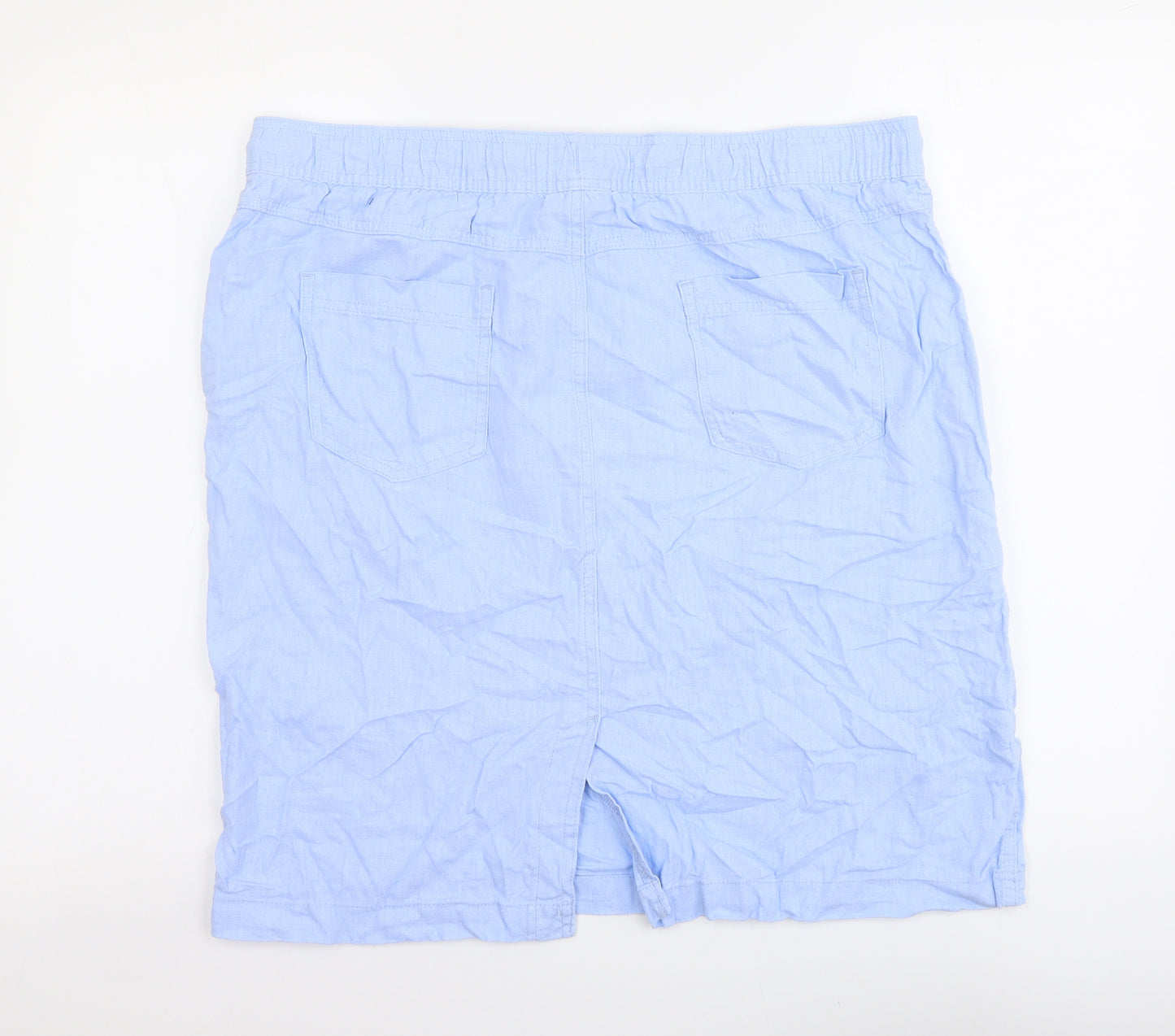 M&Coi Womens Blue Linen Cargo Skirt Size 16 Drawstring