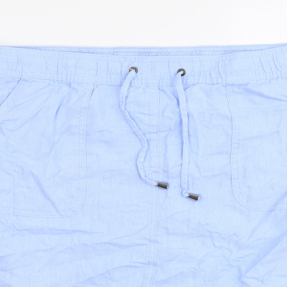 M&Coi Womens Blue Linen Cargo Skirt Size 16 Drawstring
