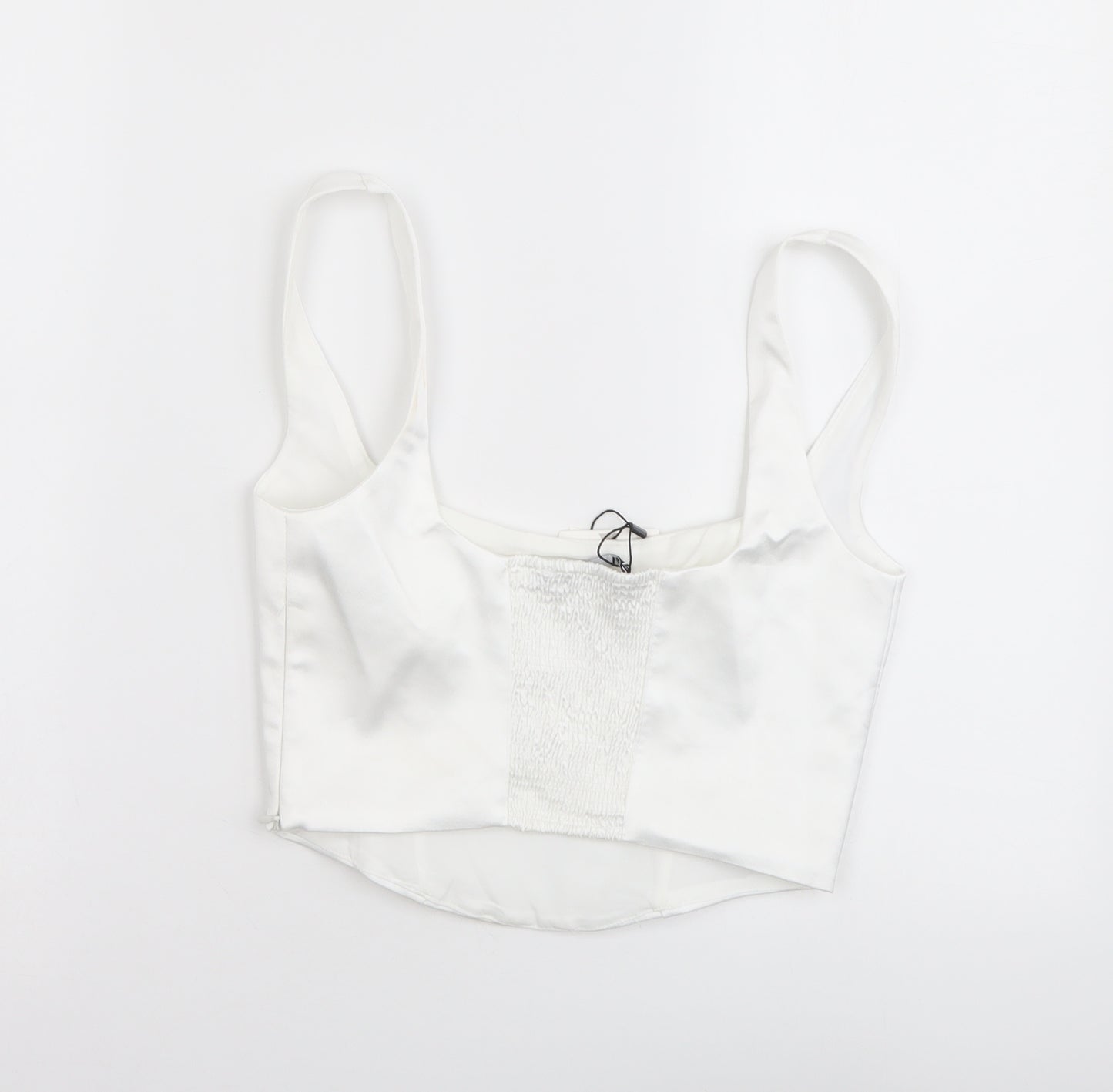 Zara Womens White Polyester Cropped Tank Size S Round Neck