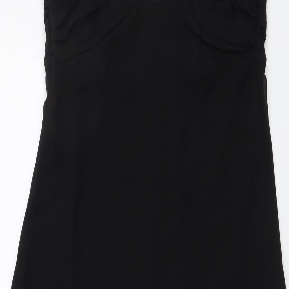 Zara Womens Black Polyester Pencil Dress Size S V-Neck Zip