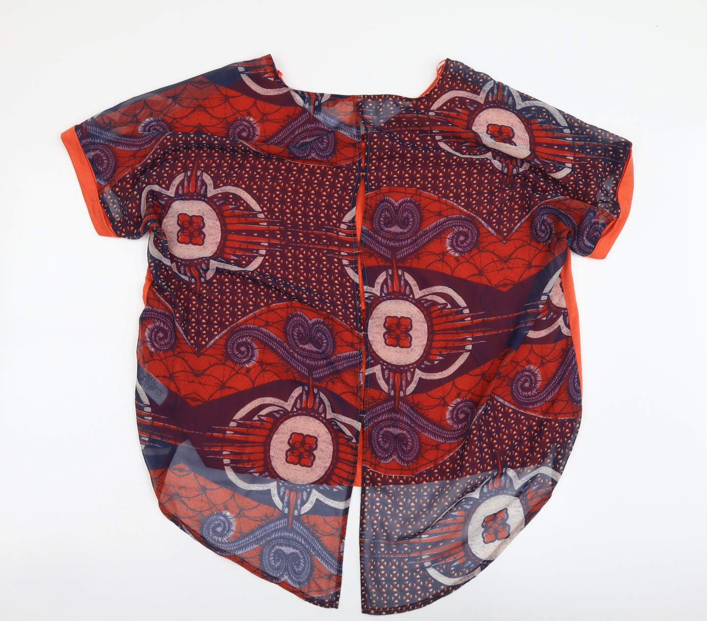 NEXT Womens Orange Geometric Polyester Basic Blouse Size 22 V-Neck