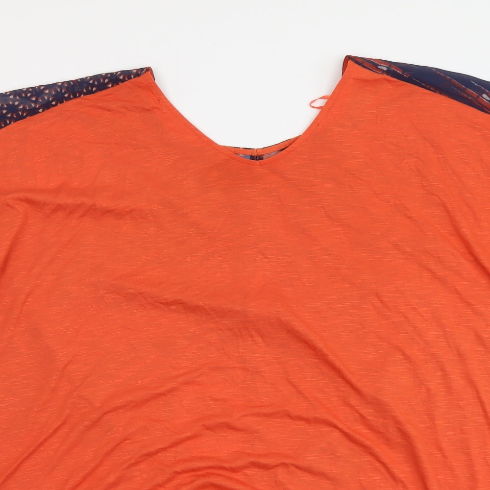 NEXT Womens Orange Geometric Polyester Basic Blouse Size 22 V-Neck