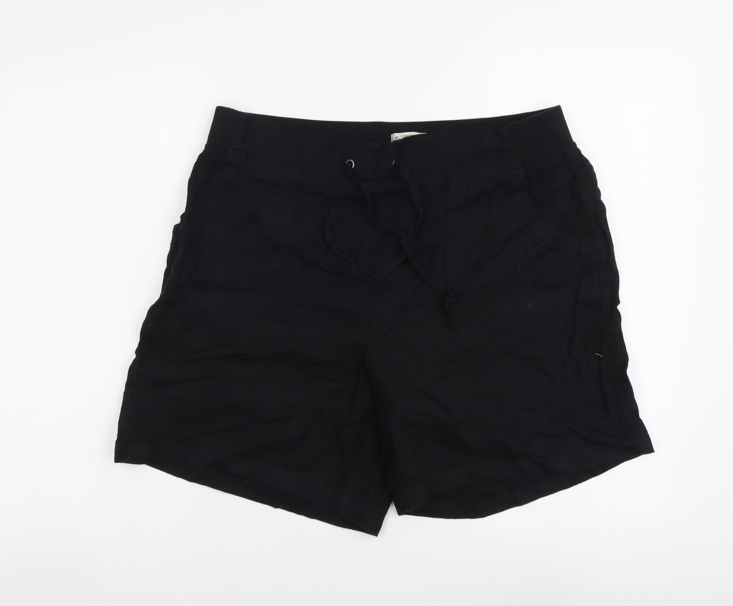 M&Co Womens Black Linen Cargo Shorts Size 16 L4 in Regular Drawstring