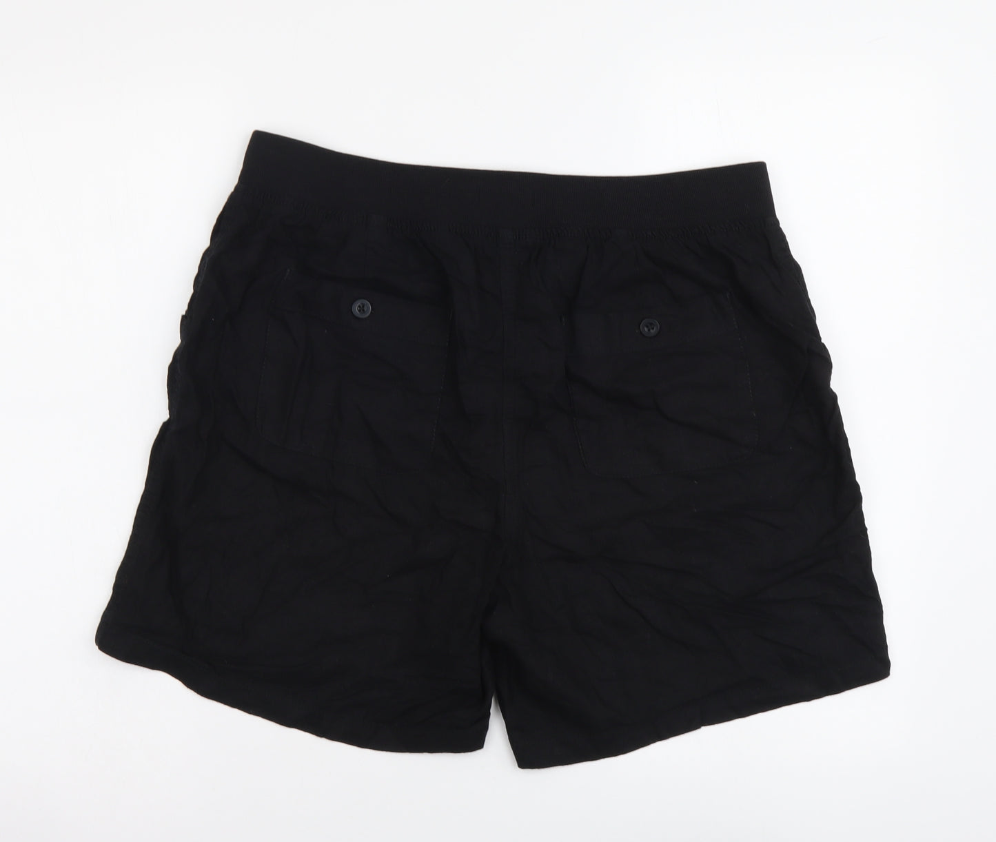 M&Co Womens Black Linen Cargo Shorts Size 16 L4 in Regular Drawstring