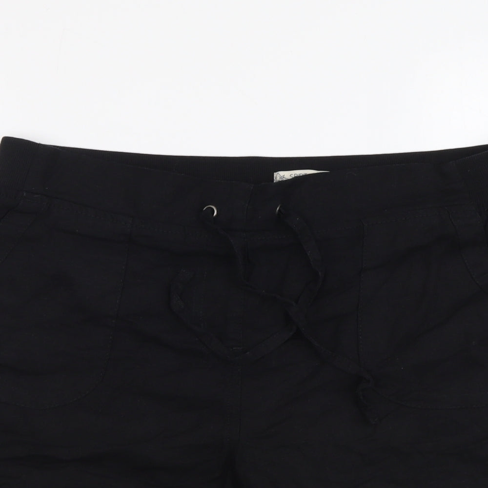 M&Co Womens Black Linen Cargo Shorts Size 16 L4 in Regular Drawstring