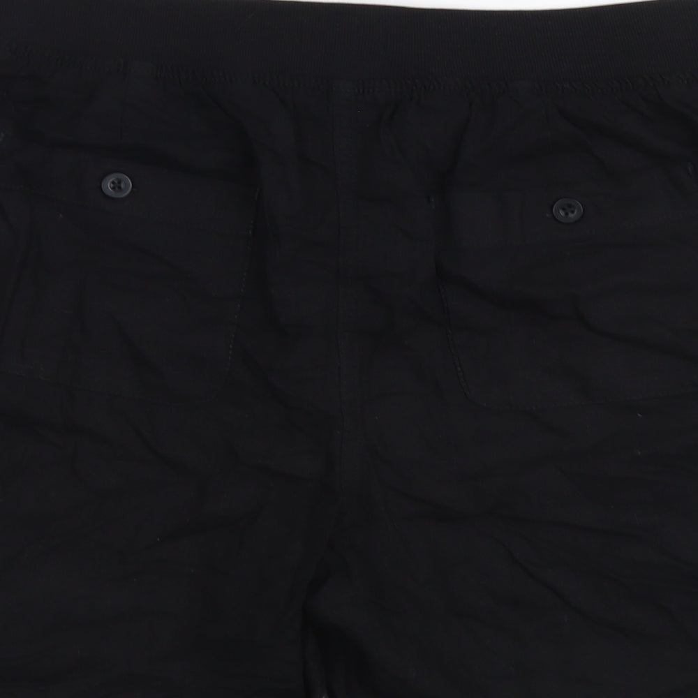 M&Co Womens Black Linen Cargo Shorts Size 16 L4 in Regular Drawstring