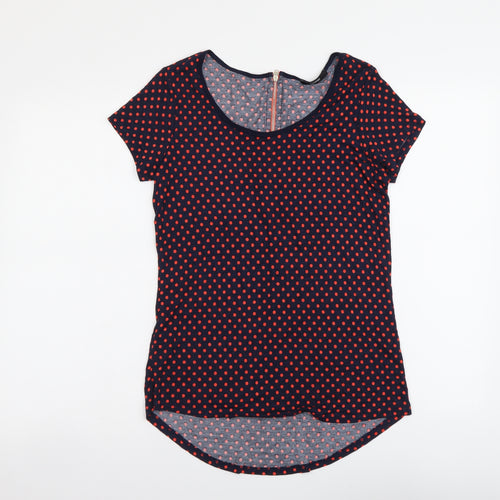 George Womens Blue Polka Dot Viscose Basic Blouse Size 12 Round Neck