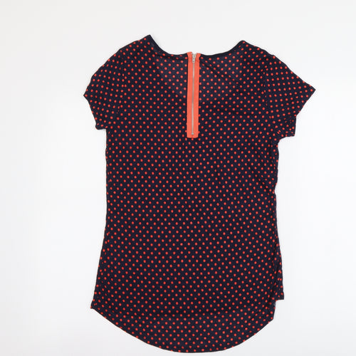 George Womens Blue Polka Dot Viscose Basic Blouse Size 12 Round Neck