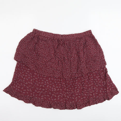 NEXT Womens Red Geometric Viscose A-Line Skirt Size 12 Drawstring