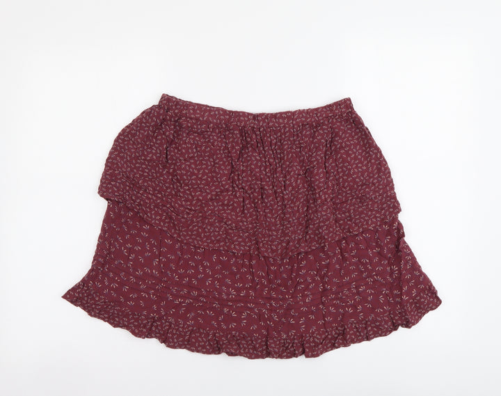 NEXT Womens Red Geometric Viscose A-Line Skirt Size 12 Drawstring