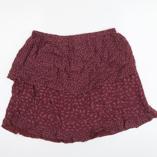 NEXT Womens Red Geometric Viscose A-Line Skirt Size 12 Drawstring