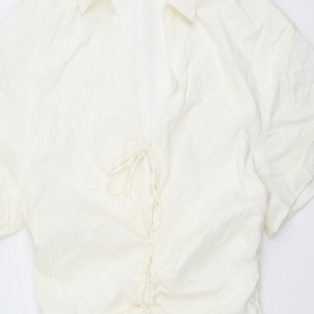 Zara Womens Ivory Polyester Shirt Dress Size 2XL Collared Zip